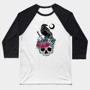 Crow with skull Baseball T-Shirt